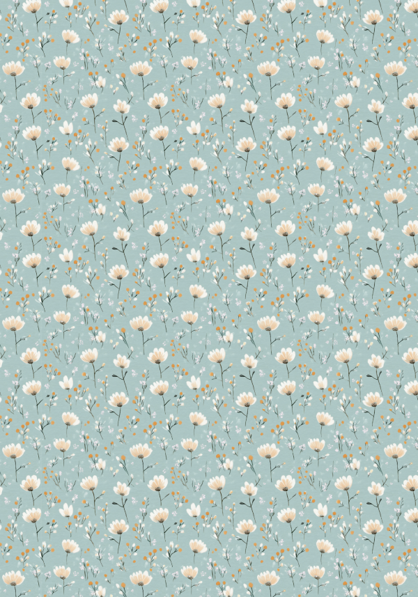 Pantoufles à velcro - Floral bleuté